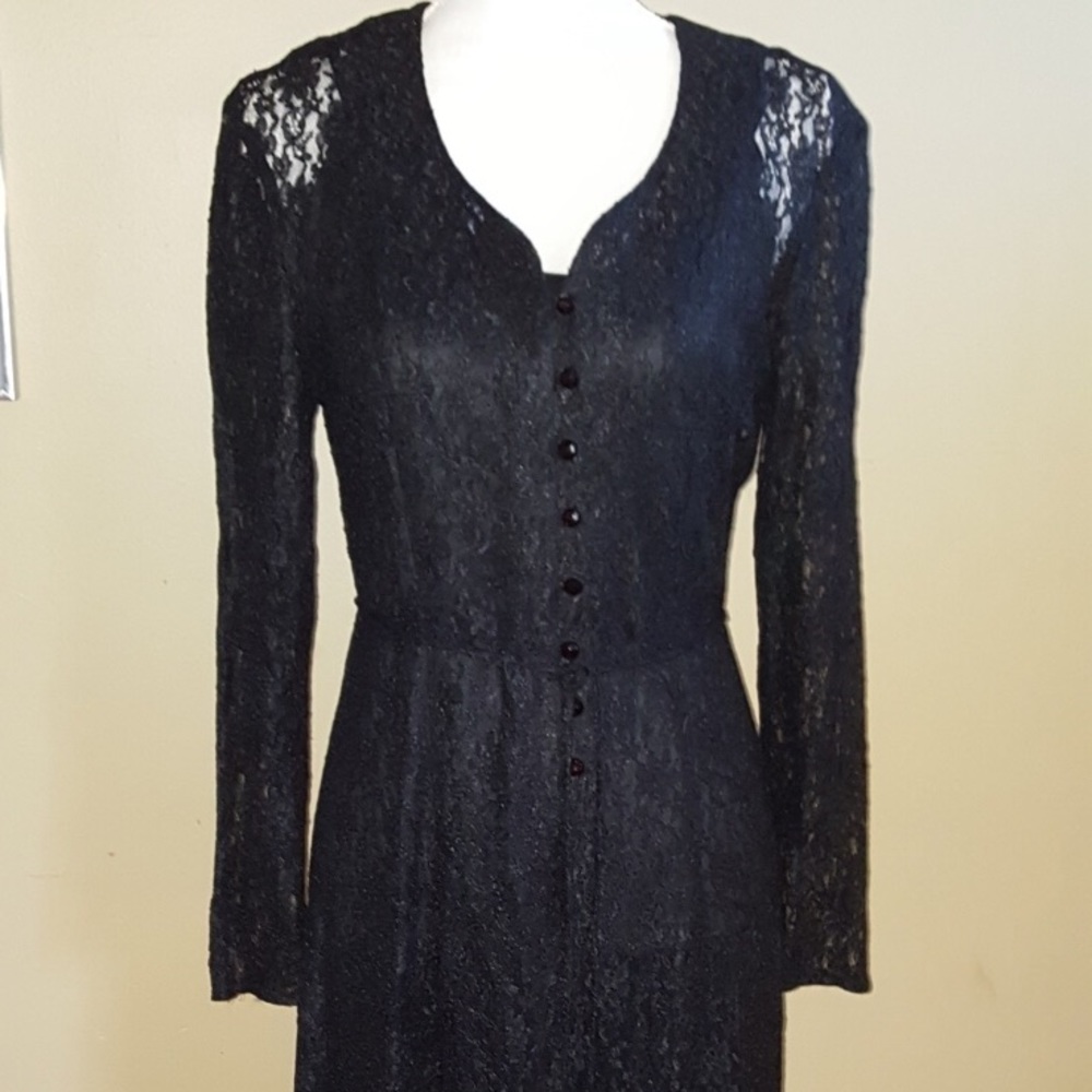 Vintage All That Jazz Black Lace Corset Back Dress